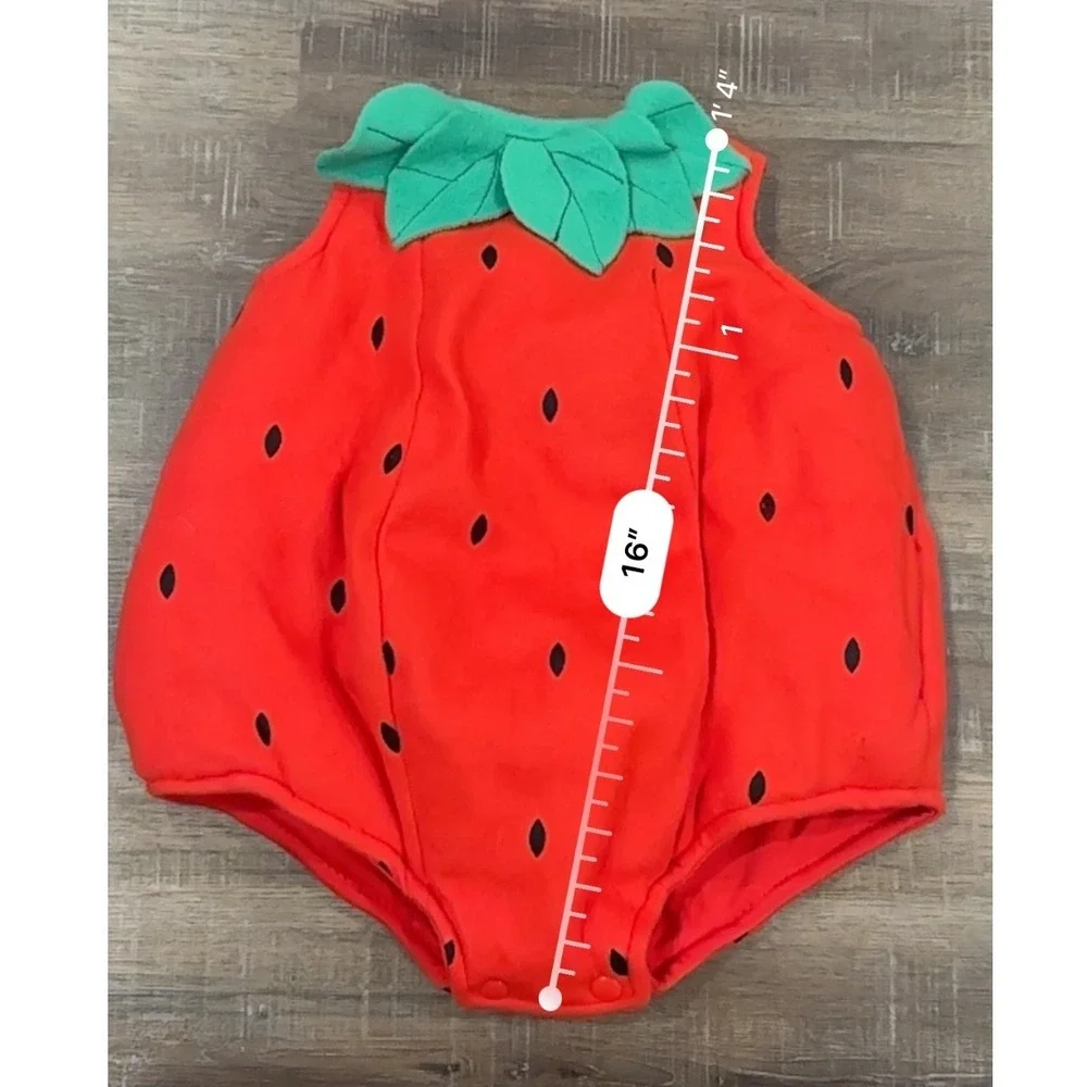 Dress‎ Up America Baby Strawberry Costume Romper Red Green 6-12 Months Halloween